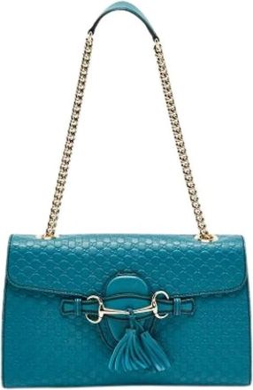 Gucci Pre-owned Microguccissima Schoudertas - Dames - Vintage Schoudertas - Blauw - ONE Size - Leer - Vintage