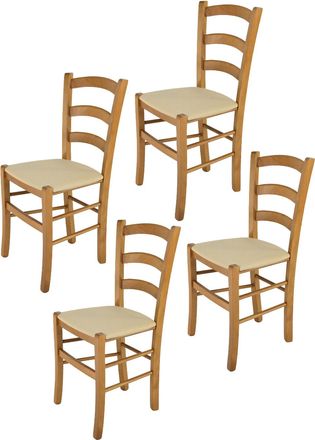 Tommychairs Tommychairs 4 Sillas Venice En Haya Roble, Asiento Tela C&aacute;&ntilde;amo