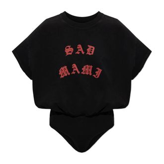 Willy Chavarria T-Shirts, female, Black, Size: XS Sad Mami Bodysuit