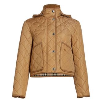Burberry Diamond-Quilted Cropped Jacket, Size Small