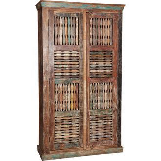 Biscottini International Libreria Espositore Vetrina A Giorno in Legno Massello Decapato Shabby L120XPR44X213 CM