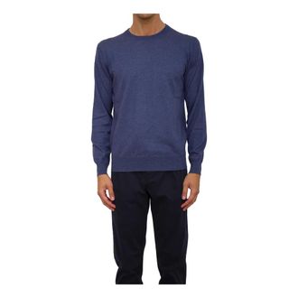 Corneliani Round-neck Knitwear, male, Blue, 2XL, Stylish Knitwear for Men