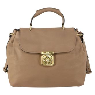 Chlo&eacute; Elsie Convertible Satchel Leather Beige Leather Handbag (Pre-Owned)