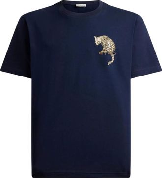 Etro Blue Round Neck Printed T-Shirt