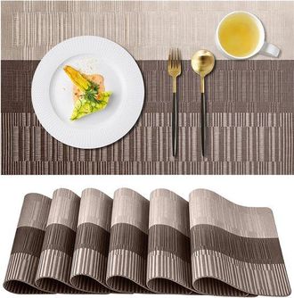OEM Juego De 6 Manteles Individuales De 30 X 45 Cm, Antideslizantes, Impermeables Y Resistentes Al Aceite, Fabricados En Pvc Resistente Al Calor