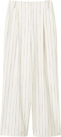 Twinset Pinstripe Wide Leg Broeken - Dames - Wijde Broeken - Wit - M - Leer - Broeken