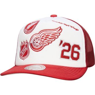 Mitchell & Ness Mens Mitchell & Ness White/Red Detroit Red Wings Gridlock Trucker Adjustable Hat at Nordstrom