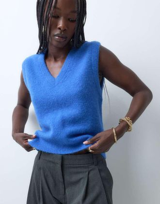 Arket gilet lavorato a maglia in misto alpaca e lana blu acceso