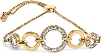 House of Brilliance 14K Yellow Gold Plated.925 Sterling Silver 1/10 Cttw Diamond Infinity Loop Adjustable Bolo Tennis Bracelet in Yellow Gold Over
