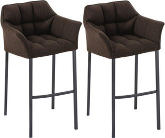 Clp Clp - Set De 2 Taburete De Bar Damaso En Tela Con Base De 4 Patas Marr&oacute;n Negro