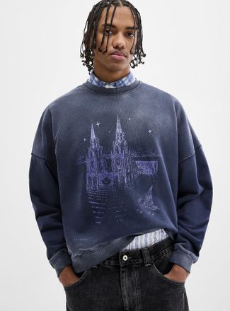 Djab Mens Gothic church washed sweatshirt Imported from Seoul