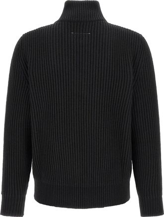 Maison Margiela Ribbed Wool Cardigan - Black