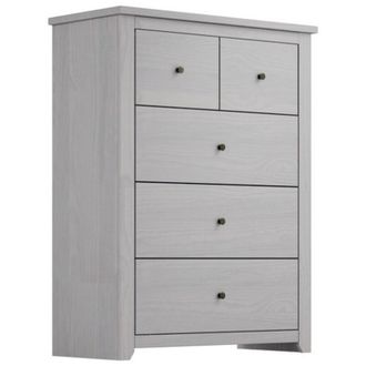 LPD Furniture Havana 3+2 Chest of Drawers - Pine/Metal - L39 x W90 x H120 cm - Grey/Pewter - Flat Pack