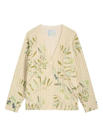 Bernadette floral-print cable-knit cardigan - Beige