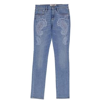 Roberto Cavalli Bandana Embroidered Skinny Jeans, Brand Size 40 ( US Size 6 )