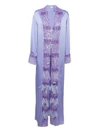 Elisabetta Franchi sequin-embellished fringe-detail dress - Purple