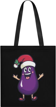 Generic Cute Eggplant Christmas Womens Tote Casual Shopping Bag Lightweight Shoulder Bags Hobos Handbag for Work Travel Daily 35x40cm