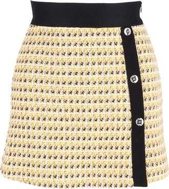 Maje Jaune Mini Skirt in Yellow Cotton Tweed