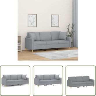 vidaXL Cuscini decorativi - Divano a 3 Posti con Cuscini Grigio Chiaro 180 cm in Tessuto