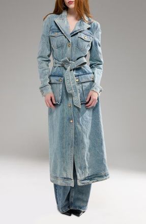 Azalea Wang Lucienne Denim Trench Coat at Nordstrom, Size X-Large
