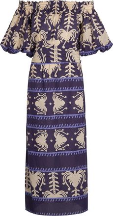 Johanna Ortiz Harbour Hues Patterned Cotton-poplin Midi Dress - Beige - S (UK8-10 / S)