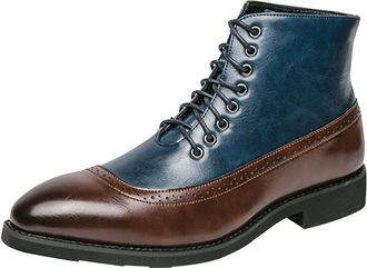 Generic Mens Leather Boots, Business Leisure Short Boots Fashion Work Leather Flat Bottom Boot High Top Formal Footwear Classic Lightweight Flat Bottom Footwe