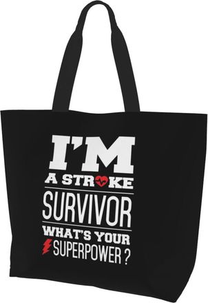 AOOEDM IM A Stroke Survivor Ladies Canvas Tote Reusable Shopping Bag