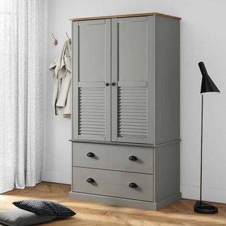 vidaXL Armario Vigo Madera Maciza De Pino Gris 90x55x170 Cm Vidaxl