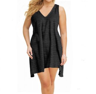 Jordan Taylor Plus Size V-Neck Handkerchief Dress In Black
