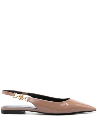 Versace Medusa-plaque ballet flats - women - Leather/Patent Calf Leather/Calf Leather - 37 - Brown