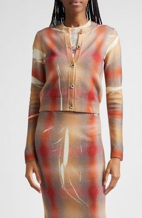 Diesel M-Chloty Distorted Check Wool Cardigan in Red Multi at Nordstrom, Size X-Small