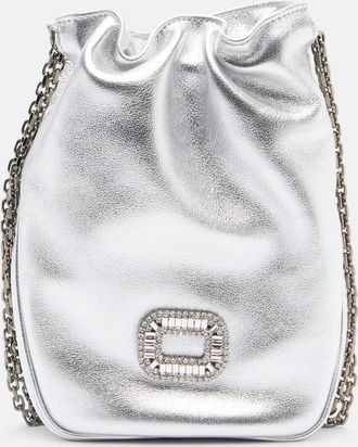 Roger Vivier Pilgrim Nano metallic leather bucket bag