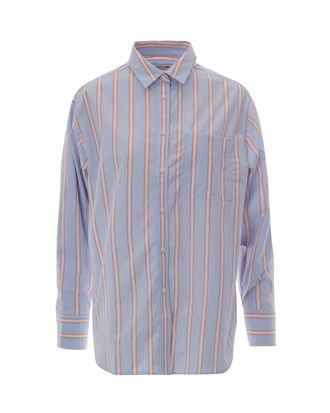 Lacoste Oversized Striped Poplin Shirt with Embroidered Crocodile
