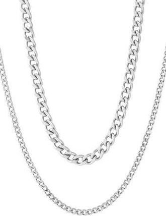 Adornia Mens Set of 2 Curb Chain Necklaces in Silver at Nordstrom Rack