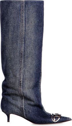 Diesel D-Venus-Slouchy knee-high boot in denim - Boots - Woman - Blue