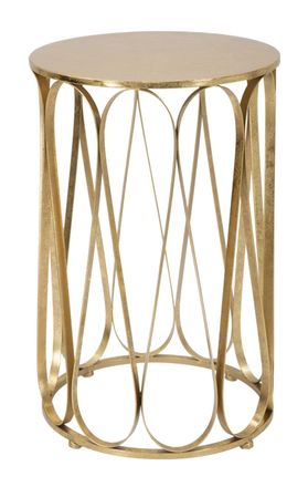 Mauro Ferretti Mesa auxiliar redonda de metal dorado con tapa dorada &oslash; cm 37x58