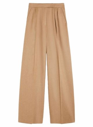 Max Mara Womens Fagus Wool Pleated Full Leg Pant In Camel