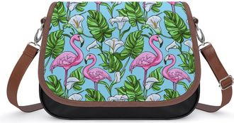 Generic Flamingos White Calla Lilies Small Womens Crossbody Bags Shoulder Handbag with Adjustable Strap for Travel