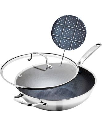 Blue Diamond Diamond Bond 5Qt Hybrid Stainless Steel Wok With Lid
