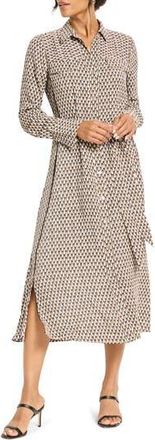 Nic+Zoe Juni Long Sleeve Midi Shirtdress in Neutral Multi at Nordstrom Rack, Size X-Large
