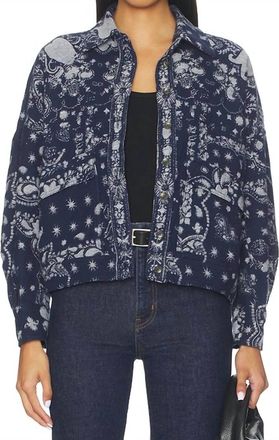 Free People Bandana Jacquard Shirt In Indigo Combo