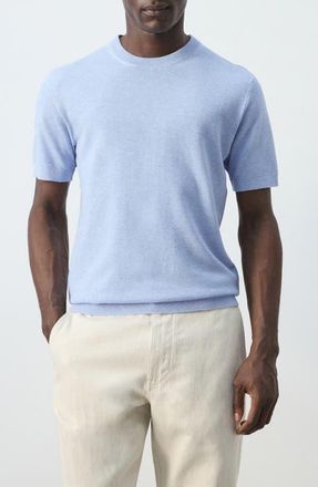 Mango Fine Knit T-Shirt in Sky Blue at Nordstrom, Size Medium