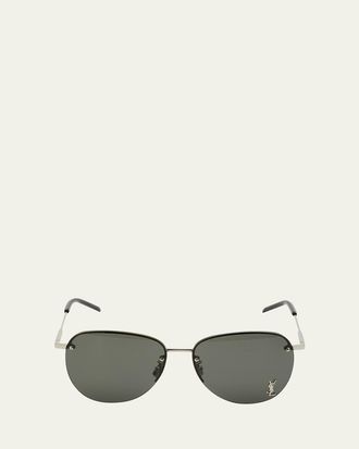 Saint Laurent Unisex Mask Mirrored Shield Metal Sunglasses