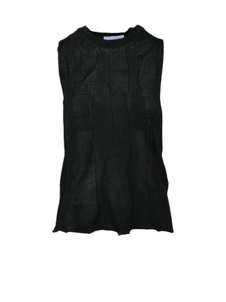Alpha Studio Black Viscose Polyester Vest