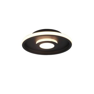 Trio Ascari H2o Plafoniera Led 28w 3200lm, 3000k Nero Con Dimmerazione Con Interruttore Ip44 D.30cm