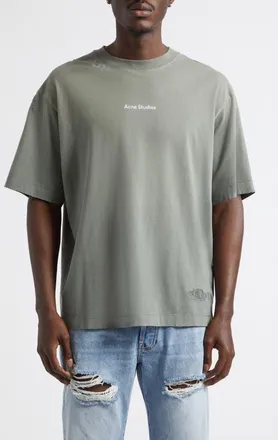 Acne Studios Gender Inclusive Exford U Stamp Mending Midsummer Graphic T-Shirt in Slate Grey at Nordstrom, Size X-Large