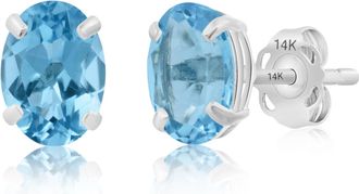 MAX + STONE 14k Yellow or White Gold 7x5mm Oval Stud Earrings with Push Backs
