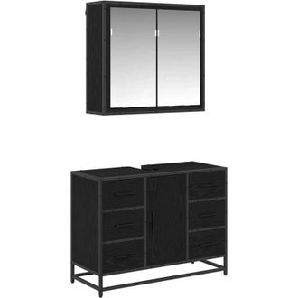 vidaXL Juego de muebles de baño 2 pcs Roble Negro Madera de ingeniería vidaXL