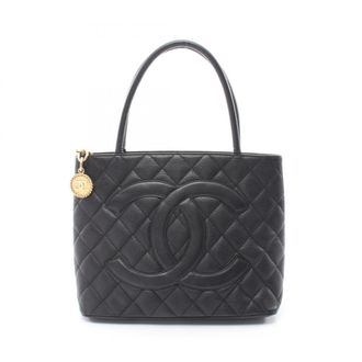 Chanel Black Grained Calfskin Handbag Tote Bag (Pre-Owned)