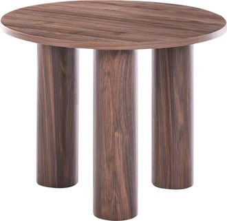 Beliani Mesa De Centro Redonda Decorativa De Madera Estilo Retro Sala De Estar Marr&oacute;n Oscuro Senoia